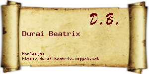 Durai Beatrix névjegykártya